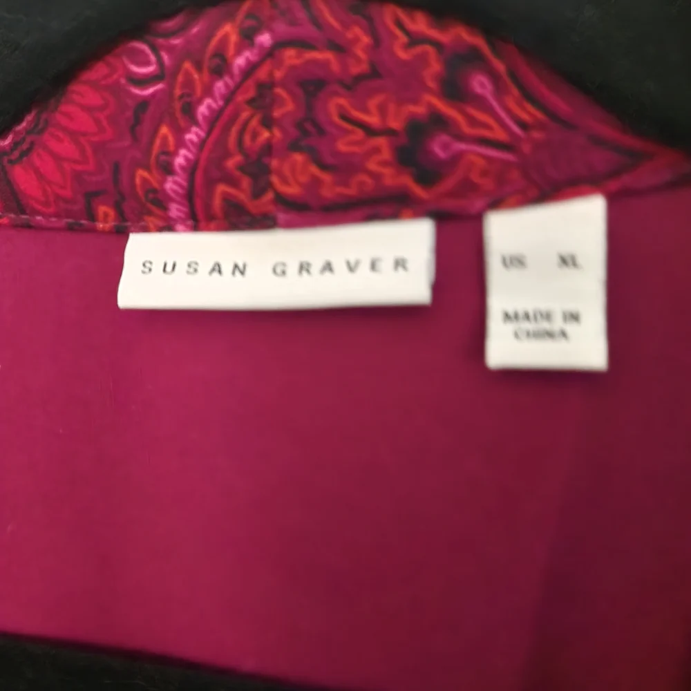 Susan Graver Paisley Burgundy Ponte Knit Blazer - Picture 4 of 7